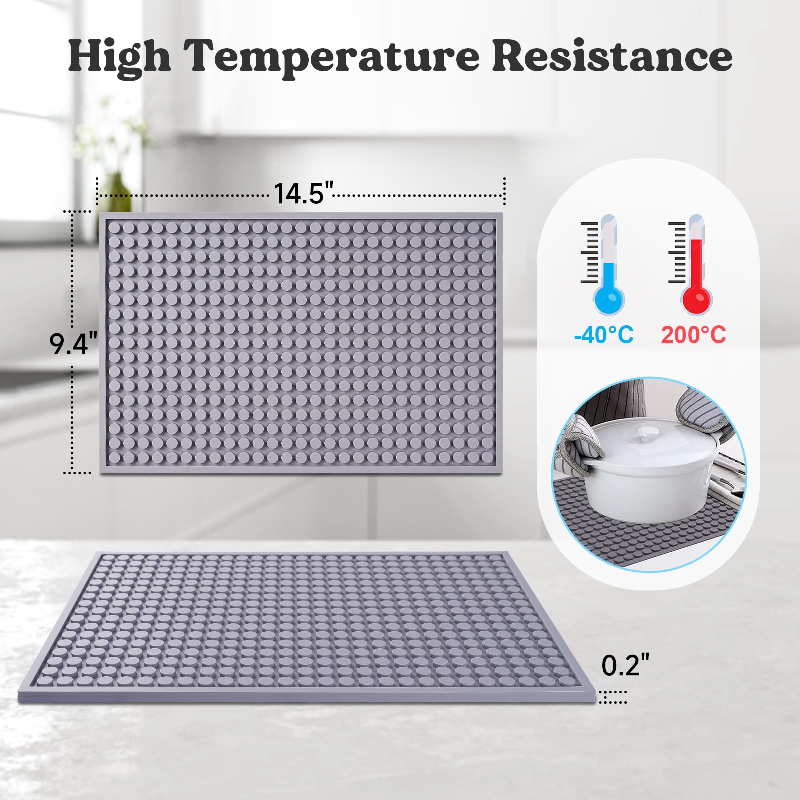 LET'S RESIN Resin Collector Mat, Easy Clean & Silicone Heat Resistant Mats 14.5'' x 9.4'', Non-Slip Multipurpose Thick Silicone Mats for Resin Molds, Epoxy Resin, Cup Turner, Kitchen Counter, Placemat