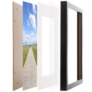 Aynoo 11x14 Picture Frame Black Display Photos 8x10 Picture Frame with Mat or 11x14 Without Mat, Wood Picture Frames 11x14 with Mat for 8x10 Picture Frames (1Pack)