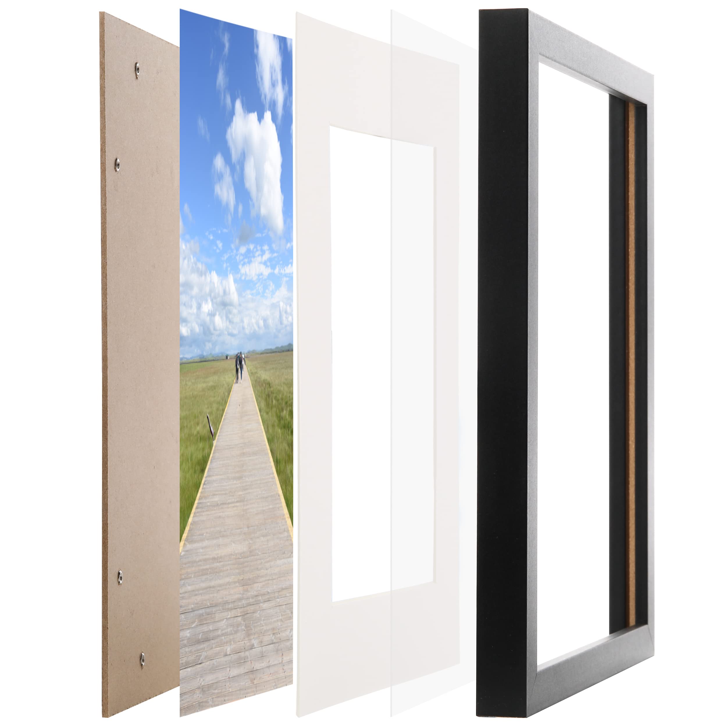 Aynoo 11x14 Picture Frame Black Display Photos 8x10 Picture Frame with Mat or 11x14 Without Mat, Wood Picture Frames 11x14 with Mat for 8x10 Picture Frames (1Pack)