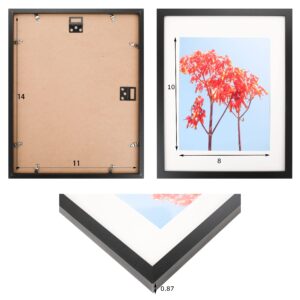 Aynoo 11x14 Picture Frame Black Display Photos 8x10 Picture Frame with Mat or 11x14 Without Mat, Wood Picture Frames 11x14 with Mat for 8x10 Picture Frames (1Pack)