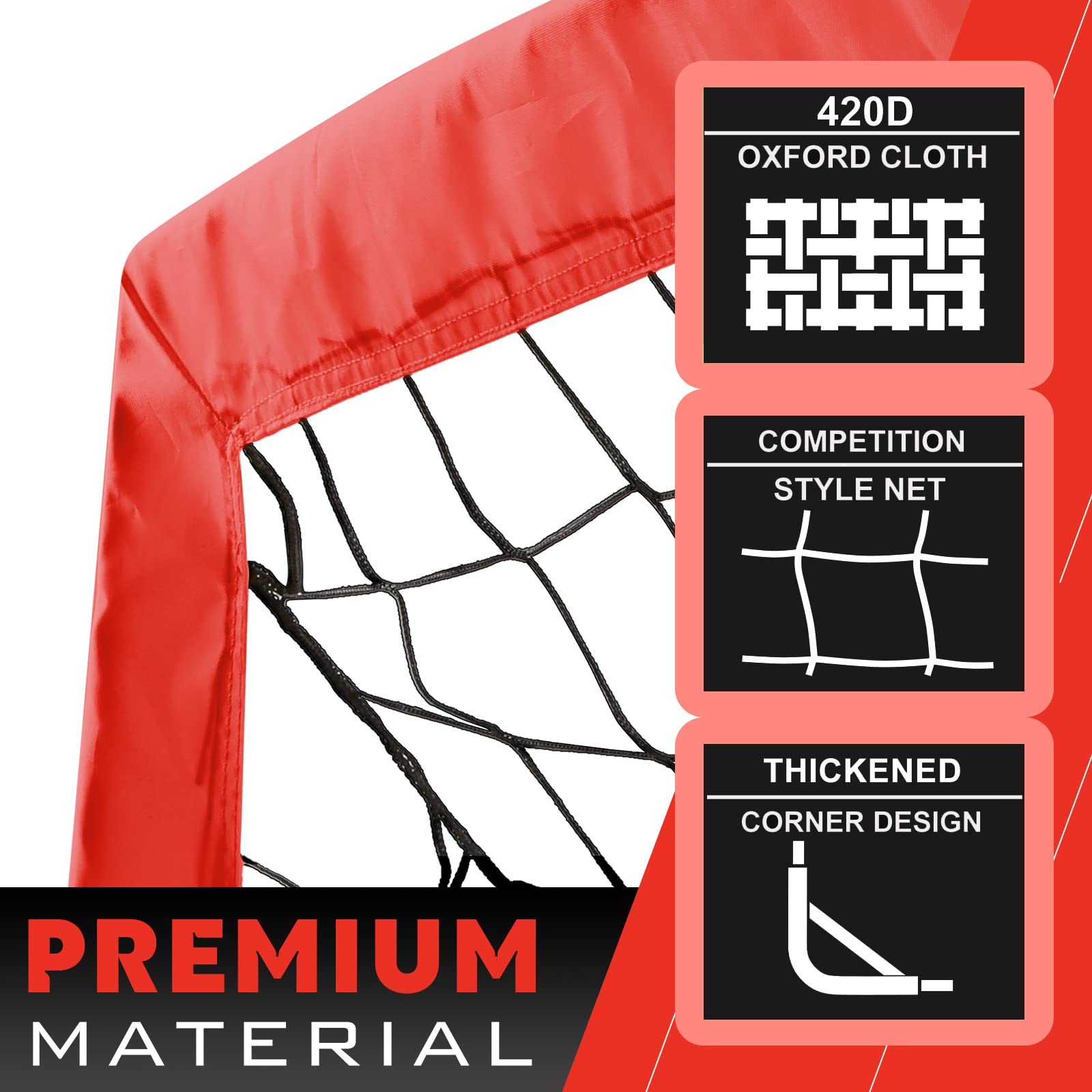 RUNBOW 9x5 ft Portable Kids Soccer Goal for Backyard Adult Junior Large Practice Soccer Net with Carry Bag (9x5ft, Red, 1 Pack)