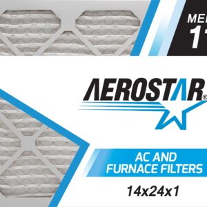 Aerostar 14x24x1 MERV 11 Pleated Air Filter, AC Furnace Air Filter, 6 Pack (Actual Size: 13 3/4"x 23 3/4" x 3/4")