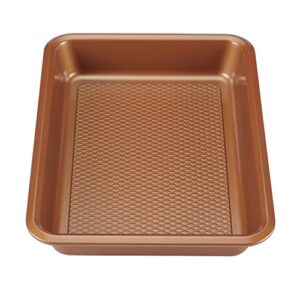 Ayesha Curry Nonstick Bakeware Nonstick Baking Pan With Lid / Nonstick Cake Pan With Lid, Rectangle - 9 Inch x 13 Inch, Brown, Copper