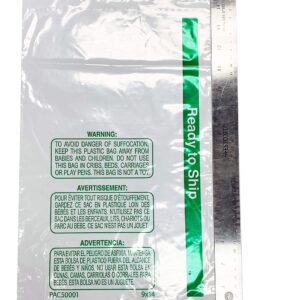 NuBox Clear 9x14 'Ready to Ship' Sealable 1.5 mil Poly Bags w/Self-Seal, Suffocation Warning, 100% FBA Packaging and Prep Compliance, 9" x 14" (1,500 Bags)