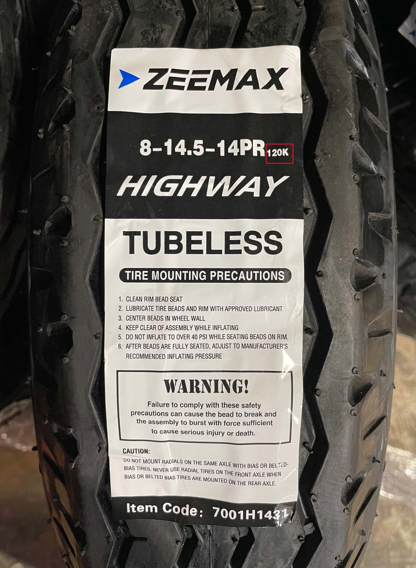 Zeemax Heavy Duty TRUE Highway Trailer Tires 8-14.5 14 Ply Load Range G Speed Rating K 68mph- Set 2 …