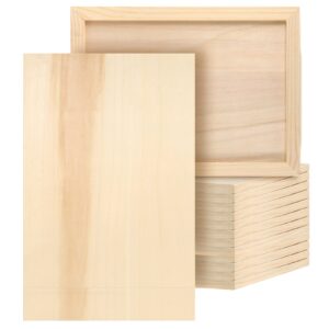 joikit 14 pack 9 x 12 inch wood canvas panels, artist wooden canvas board unfinished wood cradled painting panel boards for burning, pouring, string art, crafts