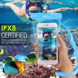 MoKo Waterproof Phone Pouch 4Pack, Underwater Phone Case Dry Bag with Lanyard Compatible with iPhone 14 13 12 11 Pro Max X/Xr/Xs Max/SE 3, Galaxy S21/S10/S9, Note 10/9/8, Black+Magenta+Blue+Purple