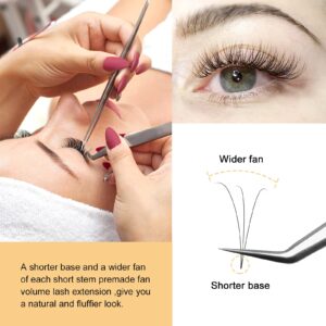 Premade Fans Eyelash Extensions 3D 0.07mm D MIX-9-16mm Short Stem|Optinal 3D|4D|5D|6D|7D|8D 0.07/0.10mm C/D 8-18mm Mix-9-16mm 12-15mm 8-15mm(3D 0.07D MIX9-16)