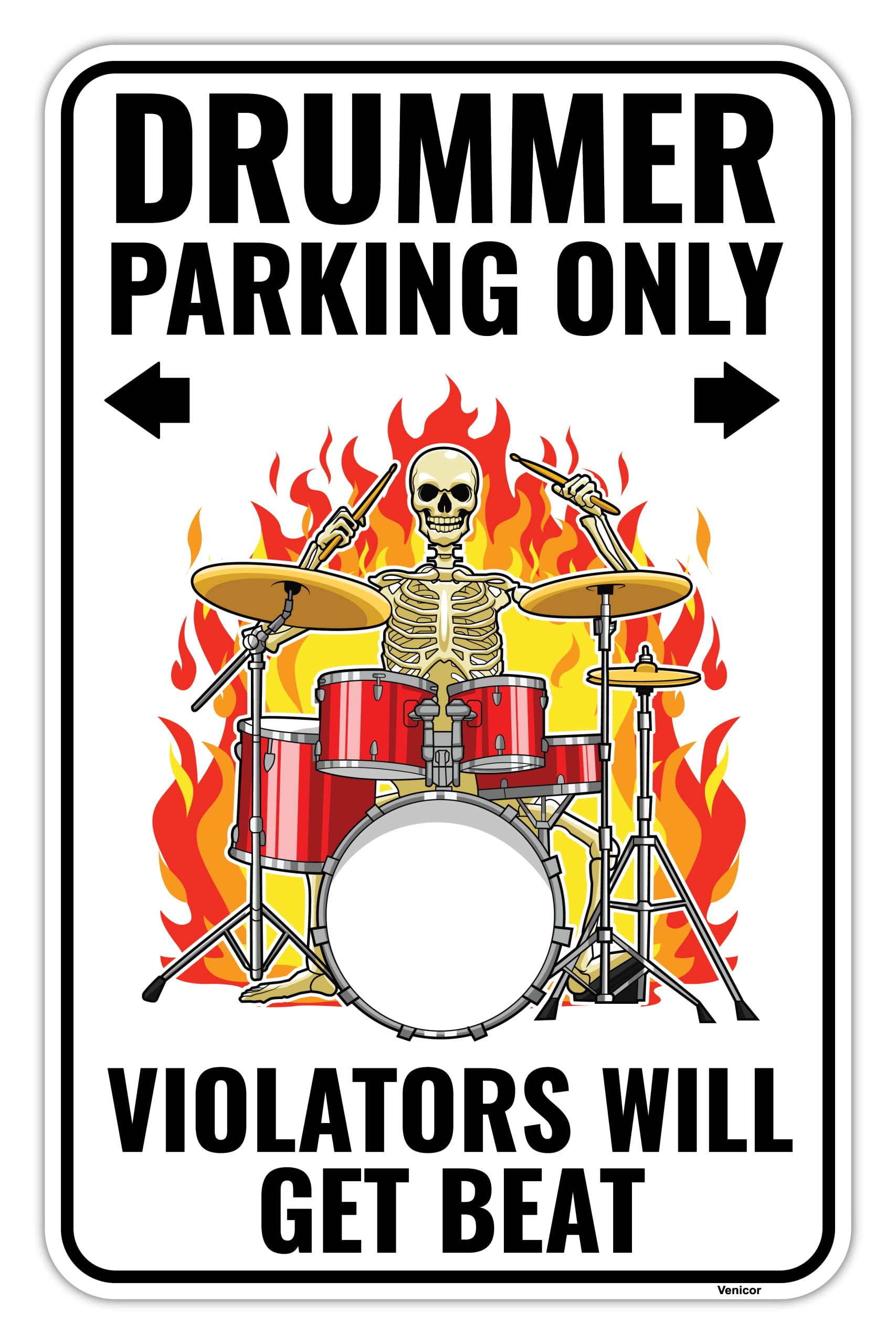 Venicor Drummer Sign - 9 x 14 Inches - Aluminum - Drummer Gifts for Men - Drum Decor Accessories Decorations Stuff