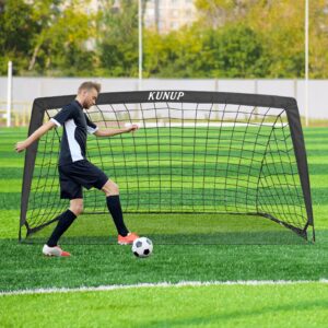 Kunup Kid Soccer Goal for Backyard 9x5FT Large Portable Soccer Net for Backyard Folding Soccer Goal Practice Net with Carrying Bag for Outdoor Indoor