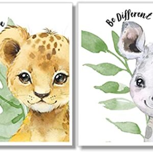 Baby Safari Animals Wall Art Prints - Nursery Decor - Set of 6-11x14 - Unframed - Watercolor