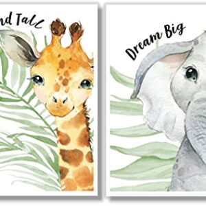 Baby Safari Animals Wall Art Prints - Nursery Decor - Set of 6-11x14 - Unframed - Watercolor