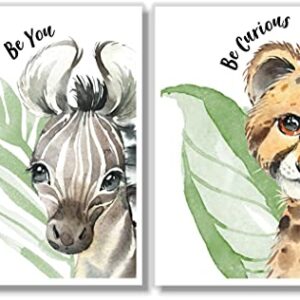 Baby Safari Animals Wall Art Prints - Nursery Decor - Set of 6-11x14 - Unframed - Watercolor