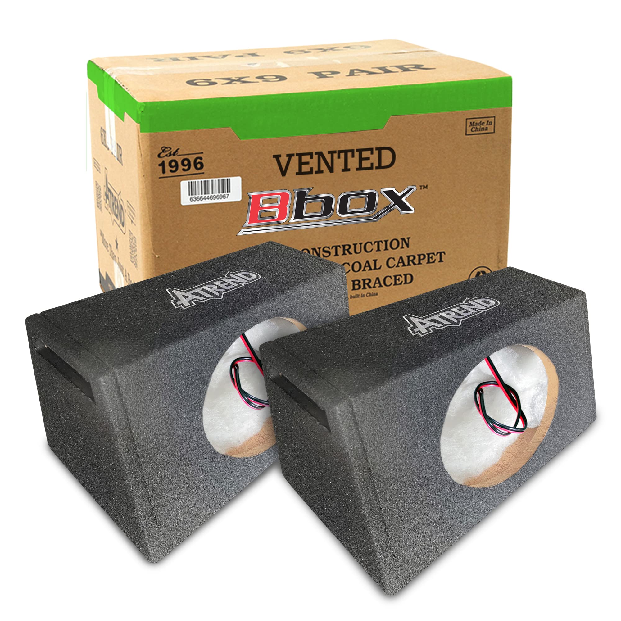 Atrend Bbox Vented 6” x 9” Pro Audio Tuned Speaker Subwoofer Enclosures - Designed, Engineered in USA - Improve Audio Quality, Sound & Bass - Nickle Finish Terminals