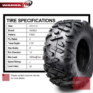 WANDA ATV UTV Tire AT 27x11-14 27x11x14 6PR P3501-10386