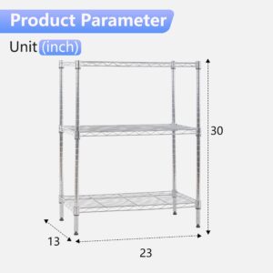 FDW 3 Tier Wire Shelving Units Metal Storage Rack 23L x 13W x 30H Adjustable Pantry Shelves NSF Kitchen Shelf for Kitchen Garage Small Places Commercial,Chrome