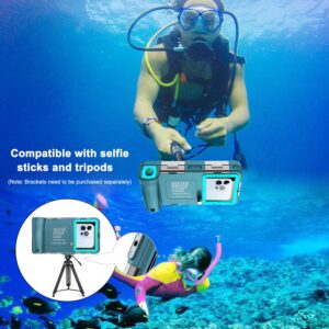 Underwater Snorkeling Diving Phone Case for iPhone 15/14/13/12/11 Pro Max/XR/XS/X Samsung Galaxy S24/S23/S22/S21, Professional Scuba Dive Waterproof Case Underwater Photo & Video Housing (Teal-Blue)