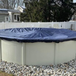 Winter Block WCP1218OV Premium Ground Oval, 12' x 18' Ft, Aboveground Pools Winter Cover 8-Year Warranty, Includes Winch and Cable, Strength & Durability, UV Protection, Solid Blue