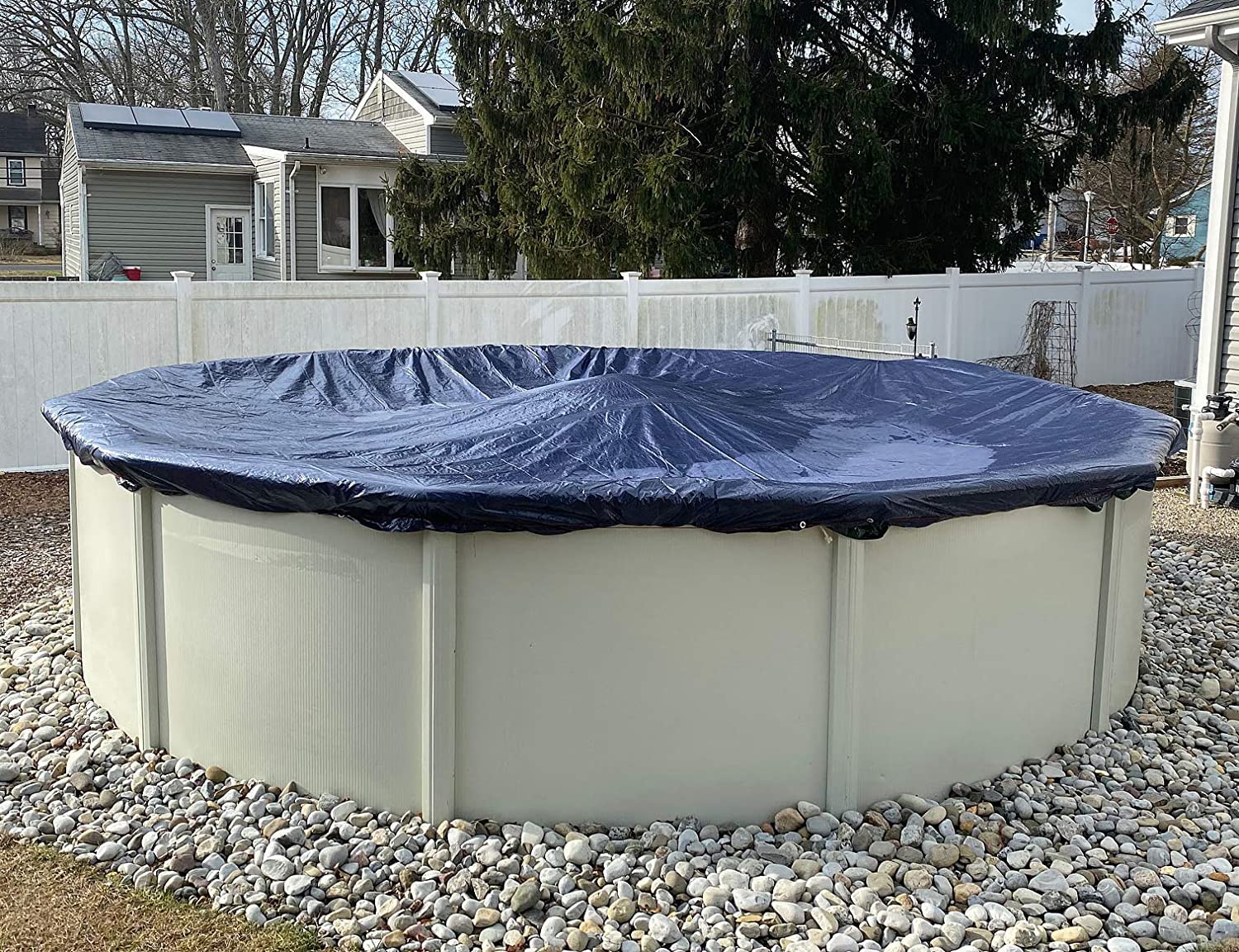 Winter Block WCP1218OV Premium Ground Oval, 12' x 18' Ft, Aboveground Pools Winter Cover 8-Year Warranty, Includes Winch and Cable, Strength & Durability, UV Protection, Solid Blue