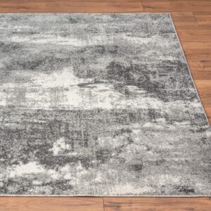 LUXE WEAVERS Euston Collection 7681 Dark Grey 8x10 Modern Abstract Area Rug