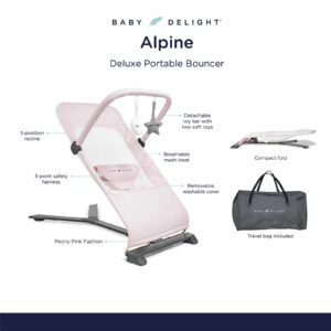 Baby Delight Alpine Deluxe Portable Bouncer | Infant | 0 – 6 Months | Peony Pink