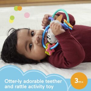 Fisher Price Baby Toys Twist & Teethe Otter 2-In-1 Rattle and Bpa-Free Teether with Textured Rings for Infant Fine Motor Play