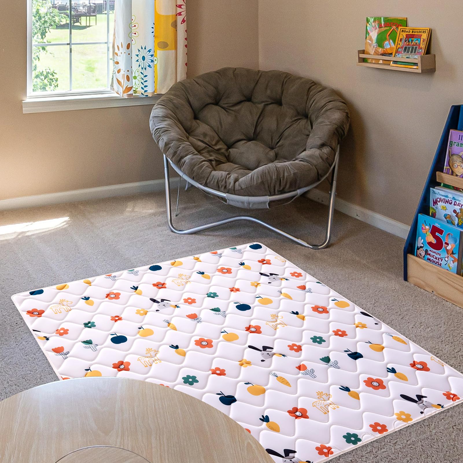 Odorless Premium 50" x 50" Foam Play Mat, Thick One-Piece Crawling Mat, Non-Slip Cushioned Playmat for Infants, Babies, Toddlers - Machine Washable