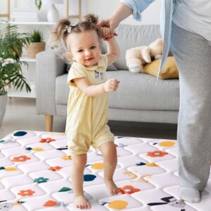 Odorless Premium 50" x 50" Foam Play Mat, Thick One-Piece Crawling Mat, Non-Slip Cushioned Playmat for Infants, Babies, Toddlers - Machine Washable