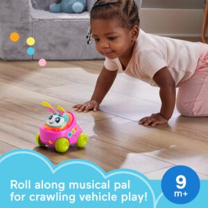 Fisher-Price Baby Learning Toy DJ Buggy Pink Push-Along Car with Music & Lights for Crawling Play for Infants Ages 9+ Months