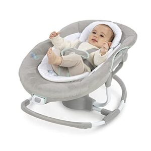 Ingenuity InLighten 2-in-1 Baby Swing & Rocker with Vibrations, Swivel Seat, Easy-Fold, Sounds & Lights, 0-9 Months Up to 20 lbs (Spruce)