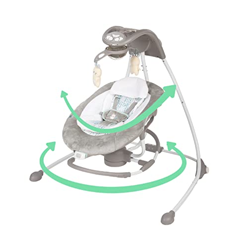 Ingenuity InLighten 2-in-1 Baby Swing & Rocker with Vibrations, Swivel Seat, Easy-Fold, Sounds & Lights, 0-9 Months Up to 20 lbs (Spruce)