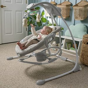 Ingenuity InLighten 2-in-1 Baby Swing & Rocker with Vibrations, Swivel Seat, Easy-Fold, Sounds & Lights, 0-9 Months Up to 20 lbs (Spruce)