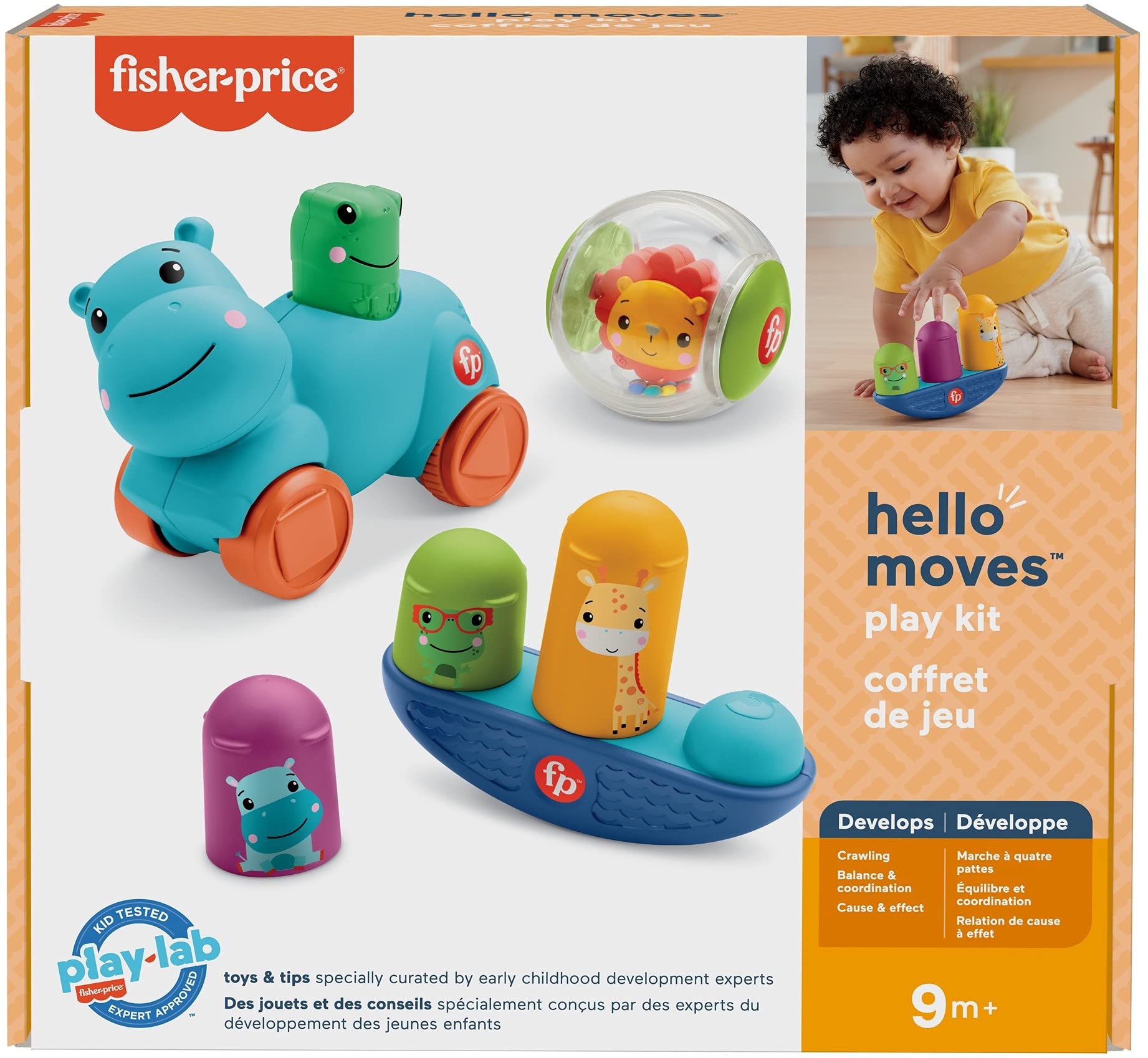 Fisher-Price Hello Moves Play Kit, Curated Gift Set of Activity Toys for Infants Ages 9 Months and Up