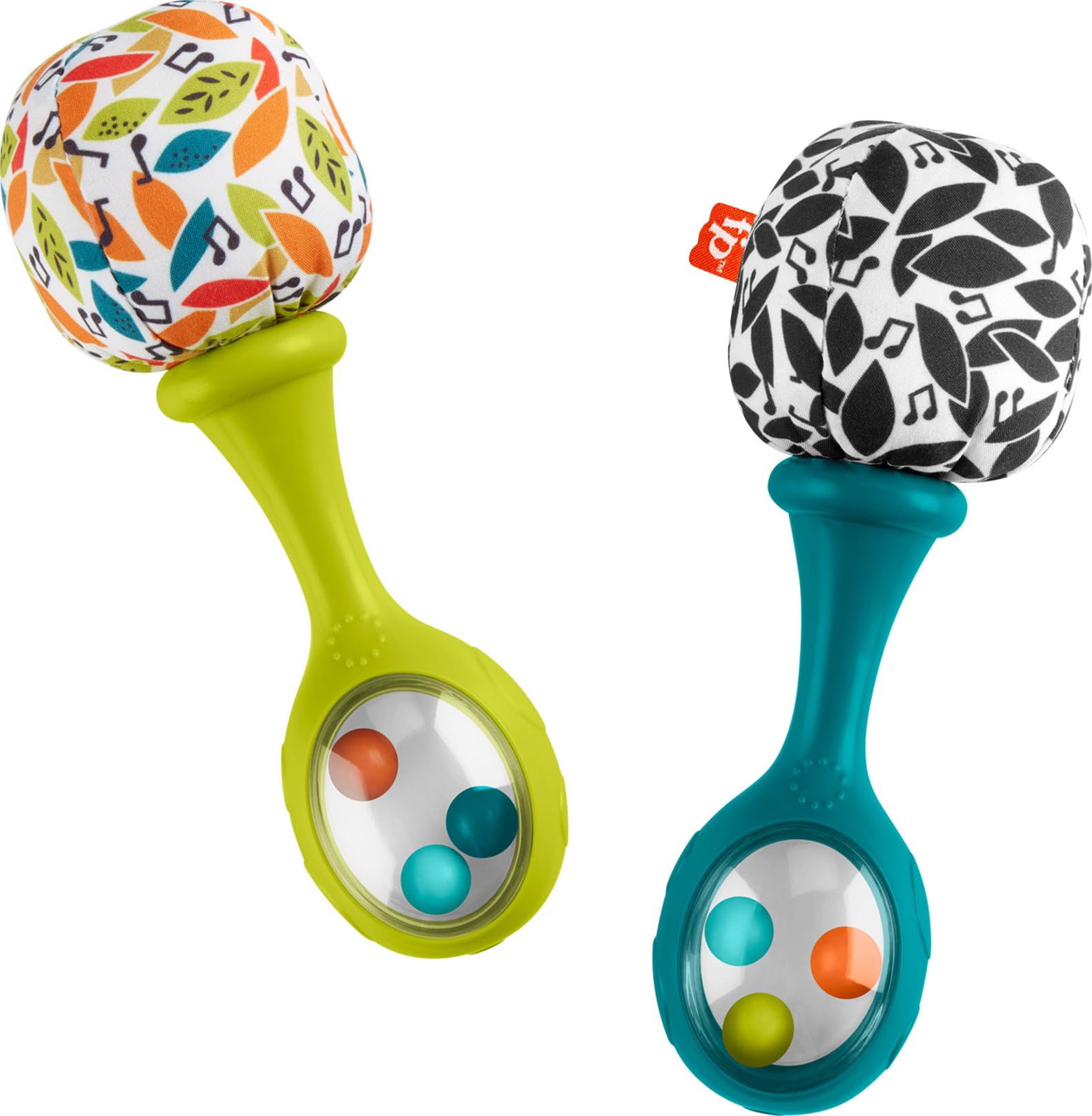 Fisher-Price Baby Newborn Toys Rattle ‘n Rock Maracas Set of 2 Soft Musical Instruments for Babies 3+ Months, Neutral Colors