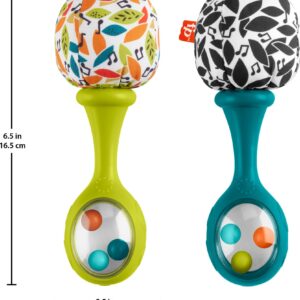 Fisher-Price Baby Newborn Toys Rattle ‘n Rock Maracas Set of 2 Soft Musical Instruments for Babies 3+ Months, Neutral Colors