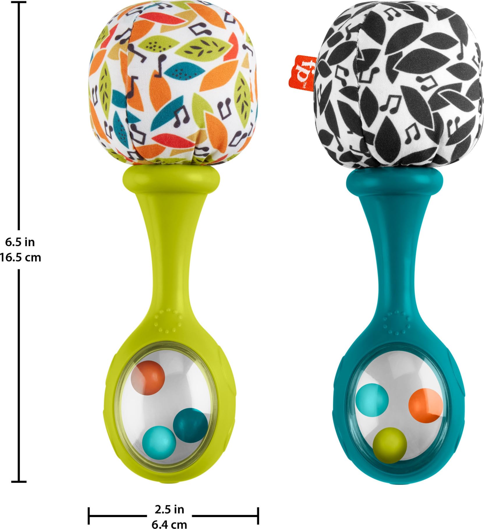 Fisher-Price Baby Newborn Toys Rattle ‘n Rock Maracas Set of 2 Soft Musical Instruments for Babies 3+ Months, Neutral Colors