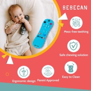 BEBECAN Silicone Baby Remote Teether - The Perfect Distraction Remote Control Toy, Safe Food Grade Silicone BPA Free Baby Teether Remote for Baby, Baby Remote Teether Control for Baby