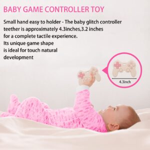 Cool Remote Game Control Teething Toy for Babies 0-6 6-12 Months,Game Controller Teether for Gamer Parents,Baby's First Valentines Day Gifts,Silicone Remote Chew Toys（Pink