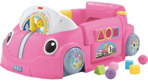 fisher-price baby learning toy laugh & learn crawl around car activity center with smart stages for infants ages 6+ months, pink (amazon exclusive)