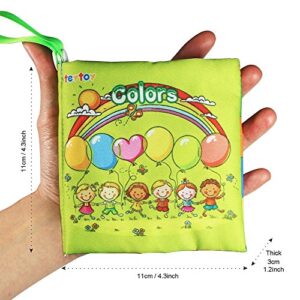 teytoy My First Soft Book, 6 PCS Nontoxic Fabric Baby Cloth Books Early Education Toys Activity Crinkle Cloth Book for Toddler, Infants and Kids Perfect for Baby Shower (New Version)