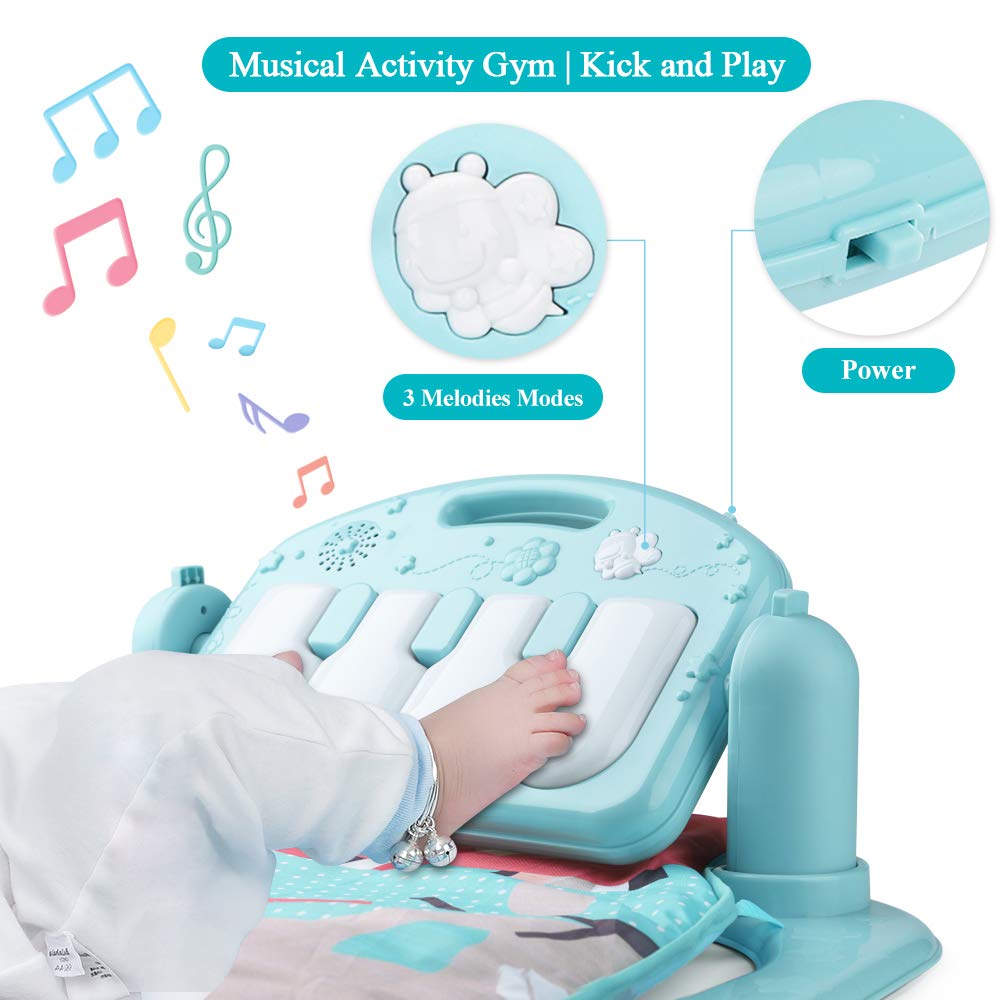 TEMI Baby Gym Toys & Activity Play Mat, Kick and Play Piano Gym Center with Music and Lights, Electronic Learning Toys for Infants, Toddlers, Newborn, Girls and Boys Ages 1 to 36 Months