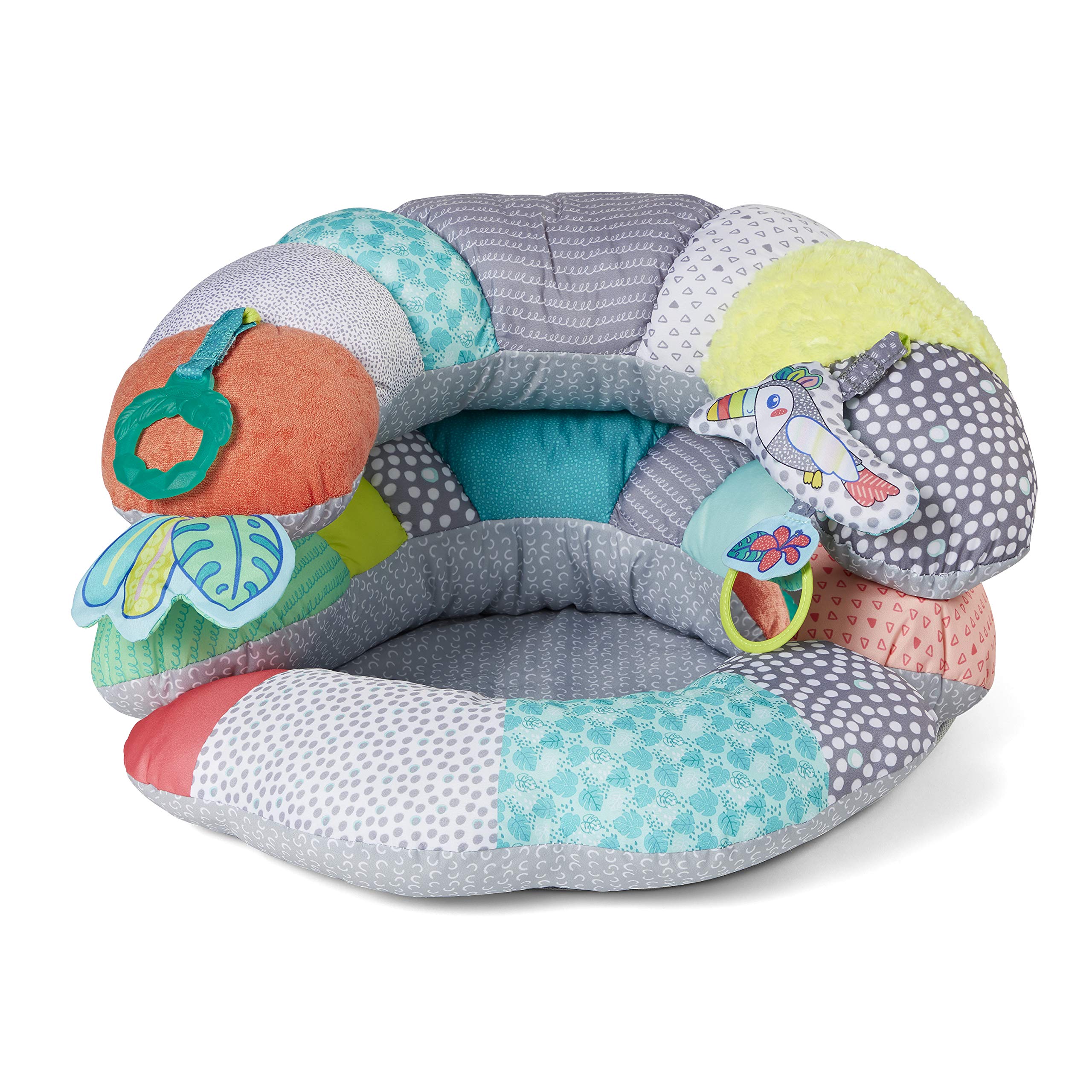 Infantino 2-in-1 Tummy Time & Seated Support - for Newborns and Older Babies, with Detachable Support Pillow and Toys, for Development of Strong Head and Neck Muscles