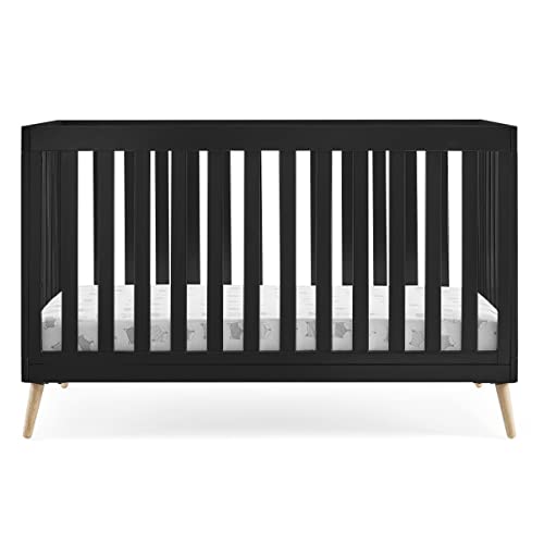 Delta Children Essex 4-in-1 Convertible Baby Crib, Ebony with Natural Legs