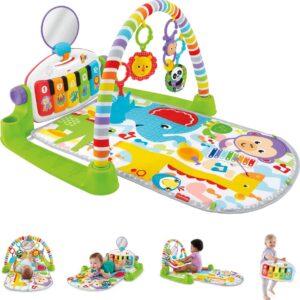 Fisher-Price Baby Portable Chair Sit-Me-Up Floor Seat with Toys and Machine Washable Seat Pad + Fisher-Price Baby Playmat Deluxe Kick & Play Piano Gym with Musical Toy Lights & Smart Stages Learning