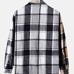 ZAFUL Classic Plaid Shirt for Men Plaid Print Flannel Shirt Gray L