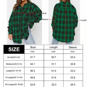 Lacozy Women’s Long Sleeve Buffalo Plaid Flannel Shirt Basic Button Down High Low Hem Tops Black Medium