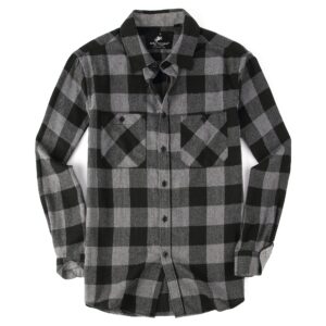 alex vando mens button down shirts regular fit long sleeve casual plaid flannel shirt.grey/black,l