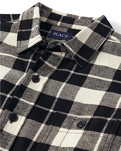 The Children's Place Men's Son Matching Long Sleeve Button Up Shirt, Buffalo Plaid Flannel-Dad, Large