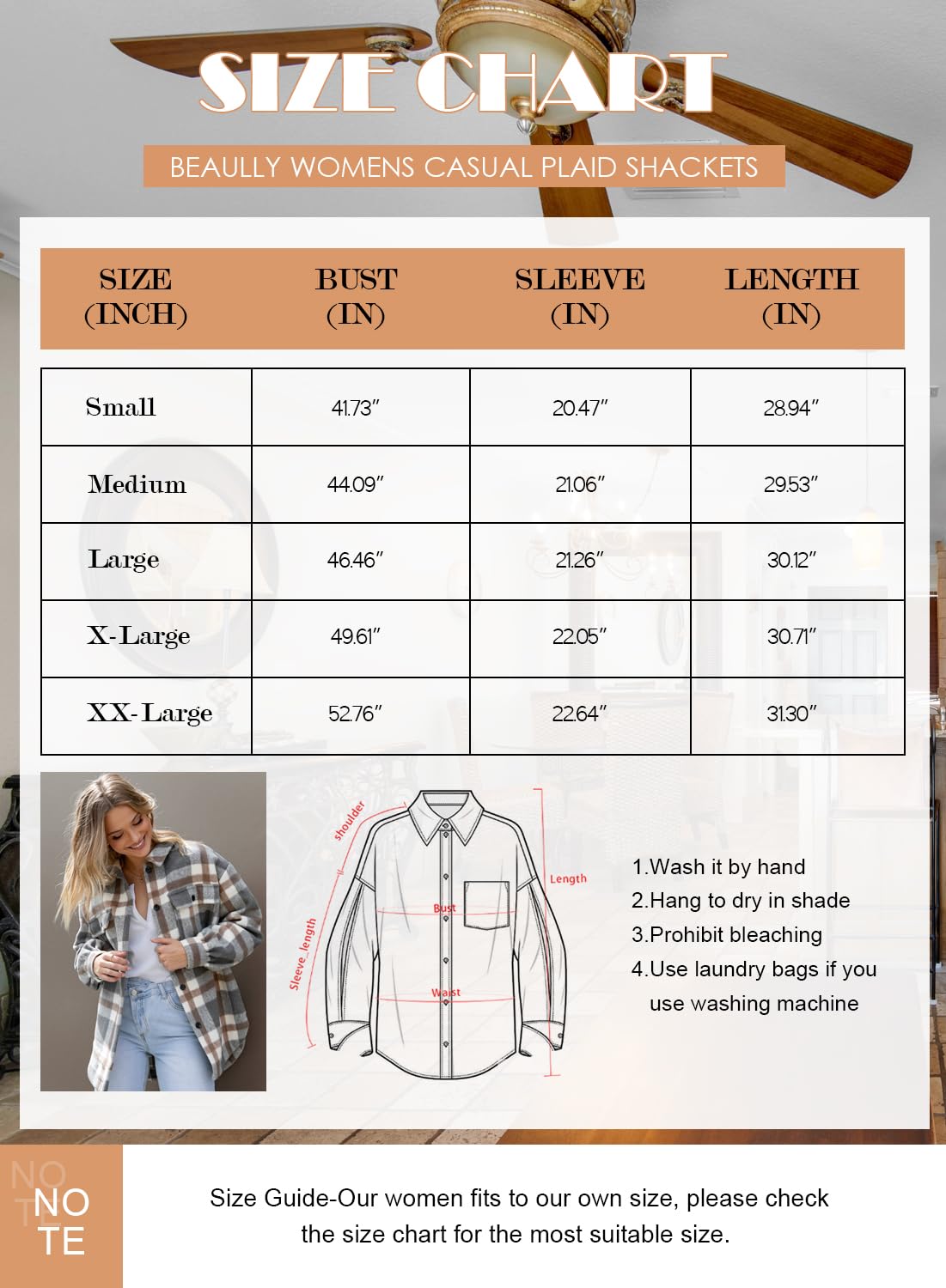 Beaully Women's Brushed Plaid Shirts Long Sleeve Flannel Lapel Button Down Pocketed Shacket Jacket Coats 6017 Khaki Large