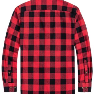 J.VER Men's Buffalo Plaid Shirt Flannel Casual Button Down Long Sleeve Shirts Red Large